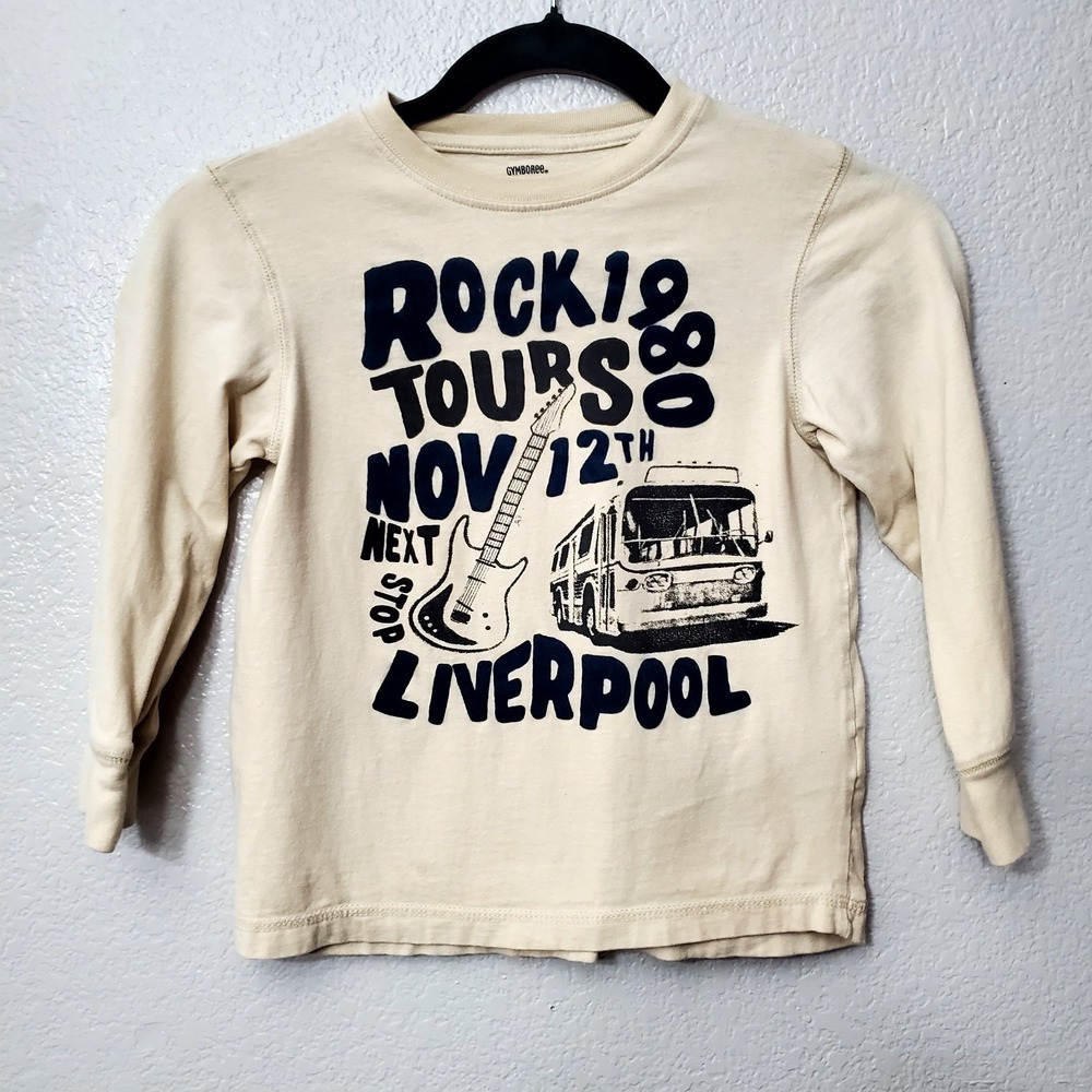 Gymboree ◇ Boys Long Sleeve Graphic 1980 Rock N' Roll Tour Shirt ◇ Size 5